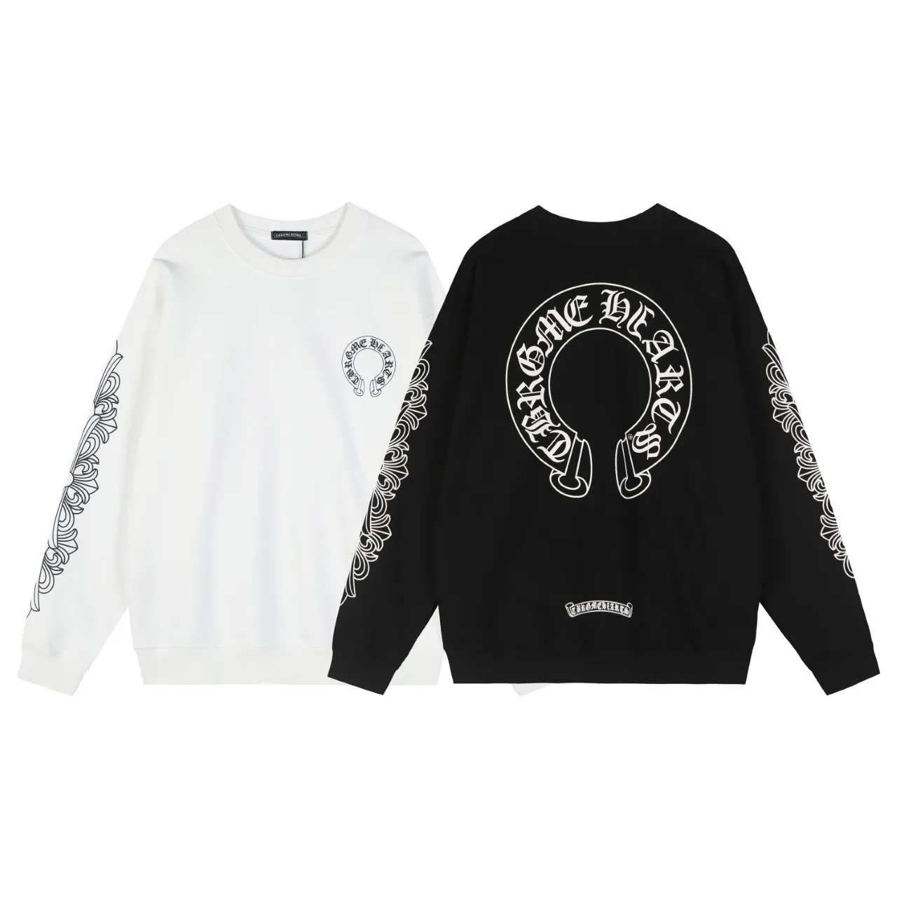 P250 Chrome Hearts Chrome Hearts Sanskrit letters classic print horseshoe flower arm cross sweatshirt Size: SMLXL Color: black white